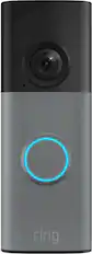 Front. Ring - Ring Battery Doorbell (newest model) Retinal 2K with wide-angle video, up to 6x Zoom, Two-Way Talk, and Built-In Battery - Speckled Grey.