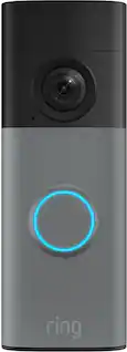Front. Ring - Ring Battery Doorbell (newest model) Retinal 2K with wide-angle video, up to 6x Zoom, Two-Way Talk, and Built-In Battery - Speckled Grey.