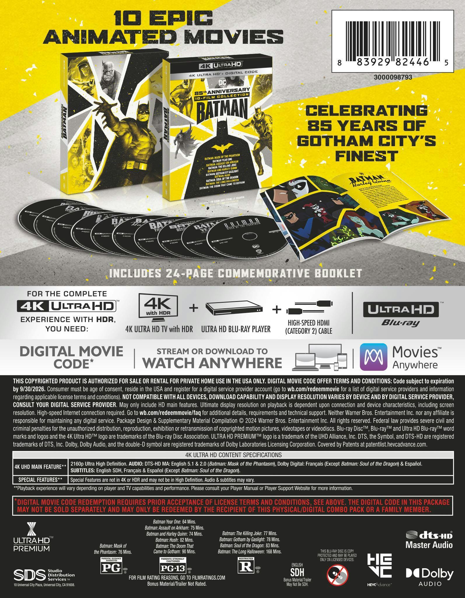 Batman: 85th Anniversary 10 Film Collection 4K Blu Ray [Standard