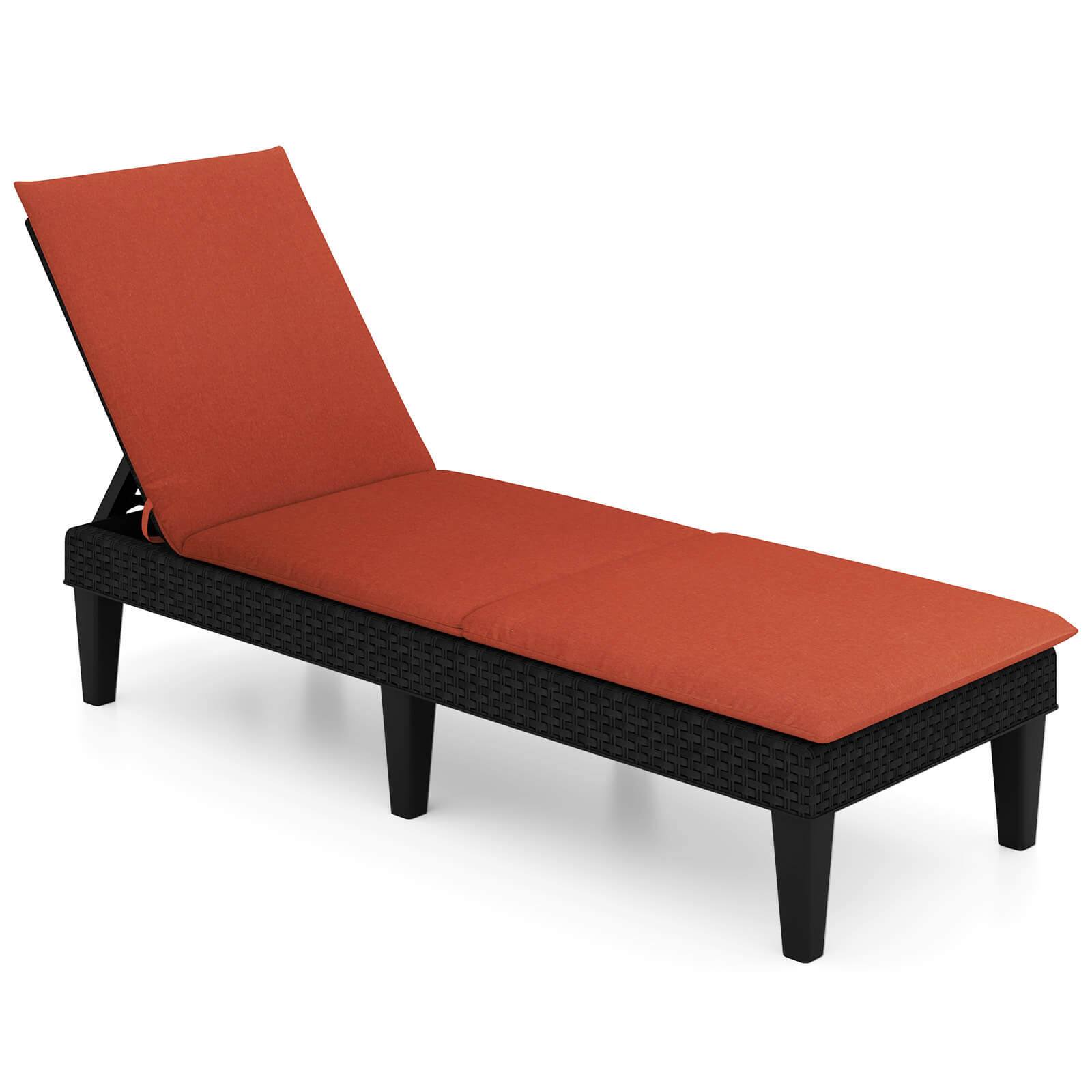 Costway - Patio Lounge Chair Recliner Chair with 3-Position Adjustable Backrest & Cushion - Orange price history on PriceWatchPro