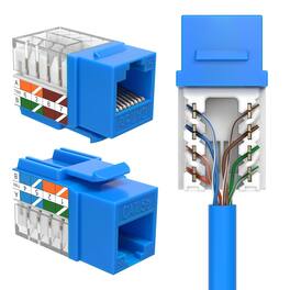 Cables Direct Online - Cat5e 45° Angled RJ45 Keystone Jack, 8P8C 110 Punch-Down, Gold-Plated Contacts, 1Gbps, ANSI/TIA Compliant - Blue