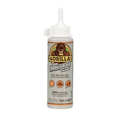 GORILLA GLUE  
Clear  
Bonds Wood, Stone, Neoprene, Ceramic, Foam, Etc. & More!  
MADE IN USA  
250 mL (8.5 FL OZ)  
Made in USA