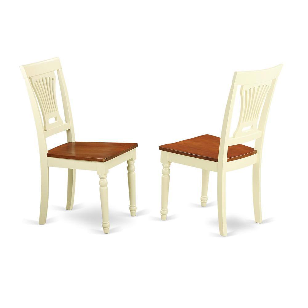 Angle. East West Furniture - 3 Pc set with a Round Dinette Table and 2 Wood Dinette Chairs in Buttermilk and Cherry . - Buttermilk & Cherry.