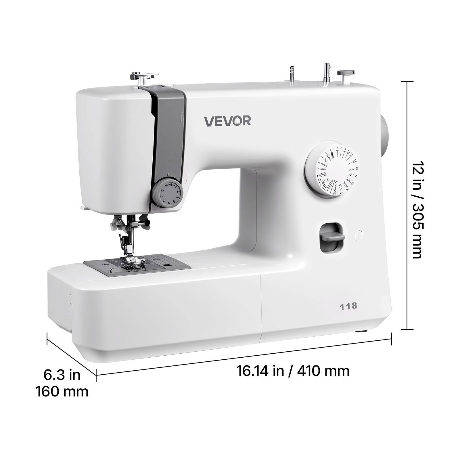 VEVOR

12 in / 305 mm

6.3 in / 160 mm

16.14 in / 410 mm