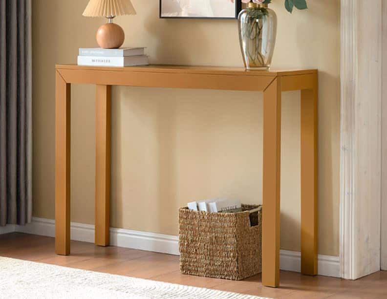 Kings Brand Furniture - Russel Long Console Table - Minimalist and Slim Entryway Table for Decorative Displays, Sofa Table - Honey mustard