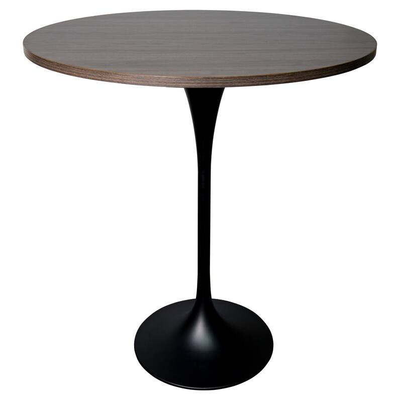 LeisureMod Verve 36 Inch Round Bar Height Table with MDF Top and Black ...