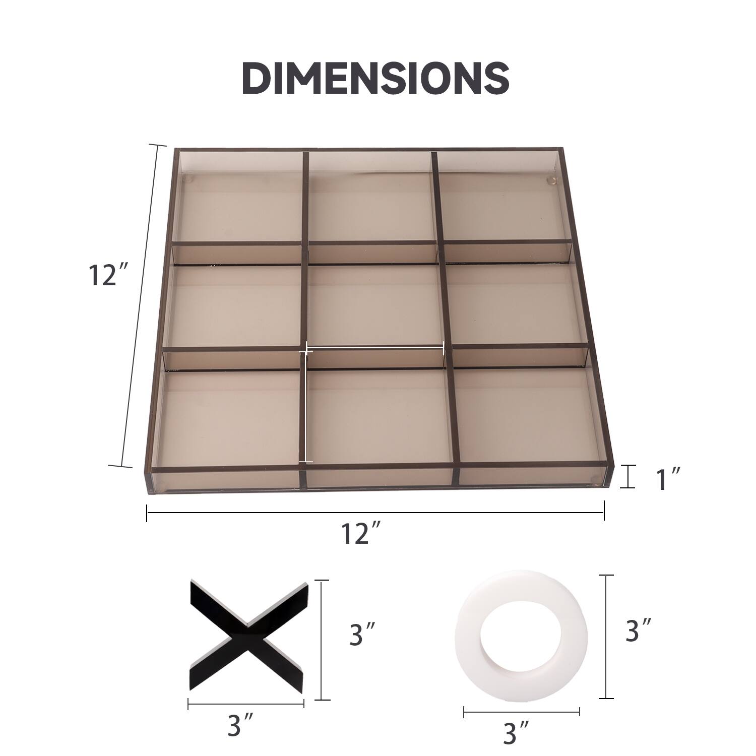 DIMENSIONS 12" X 12" X 3" X 3" X 3"