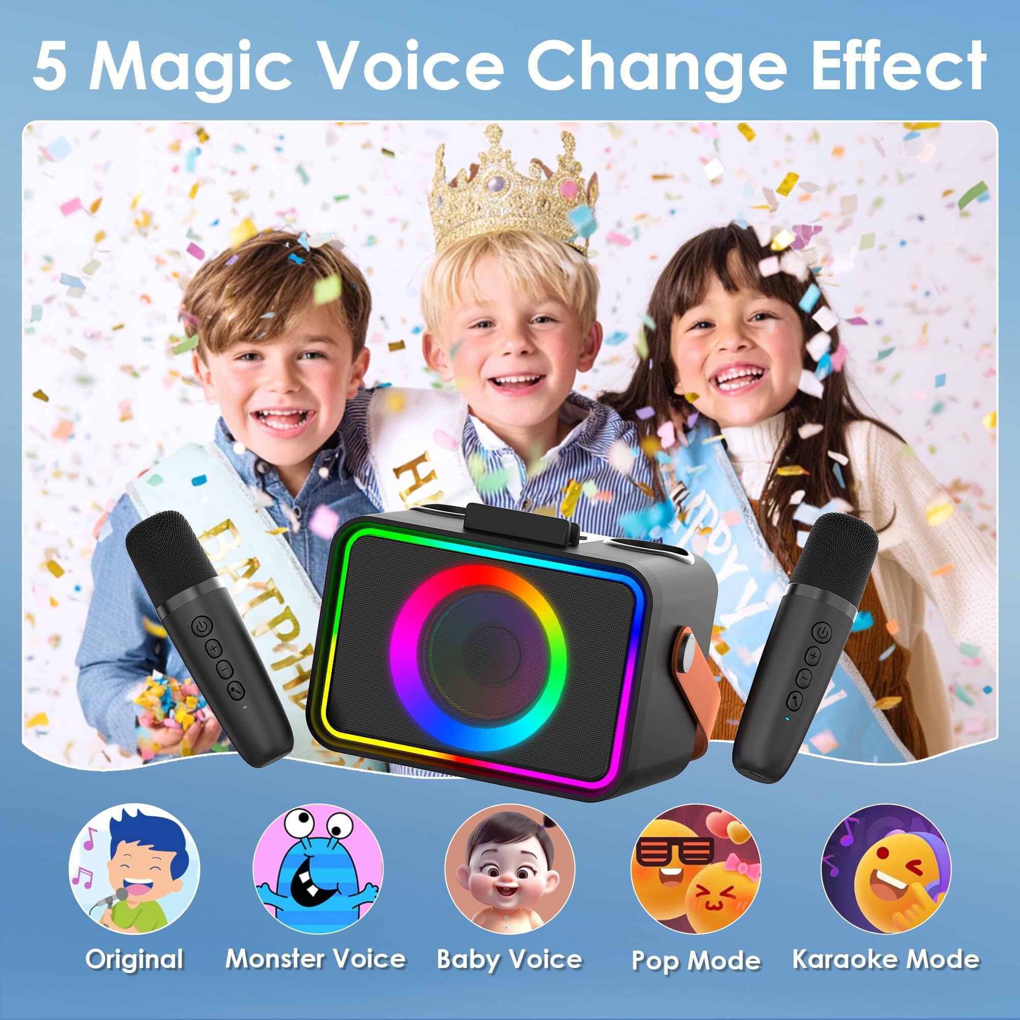 5 Magic Voice Change Effect

- Original
- Monster Voice
- Baby Voice
- Pop Mode
- Karaoke Mode