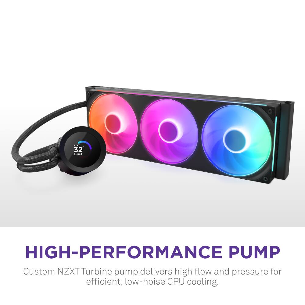 High-Performance Pump Custom NZXT Turbine pump delivers high flow and pressure for efficient, low-noise CPU cooling.