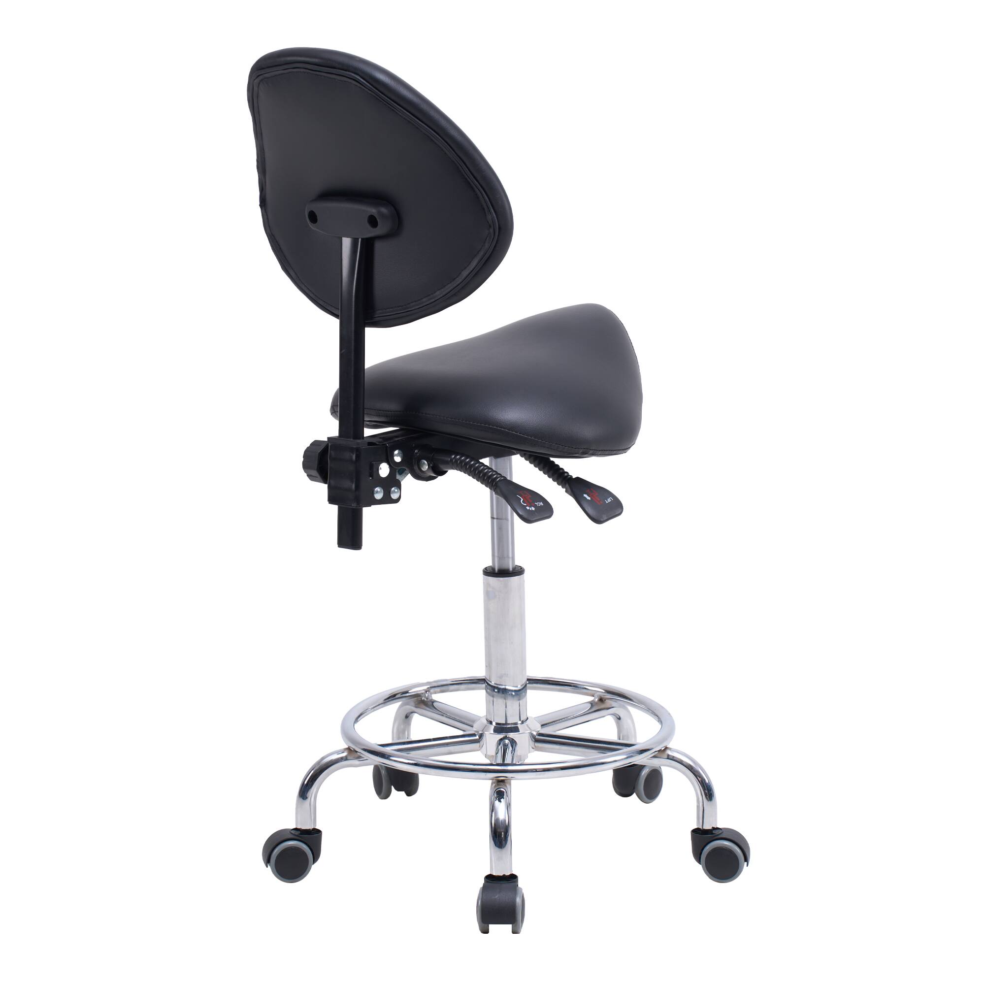 Alt View 3. Forest'nSky - Black Saddle Office Desk Chair with Backrest Swivel Hydraulic Ergonomic Tilt Seat Chair - Black.