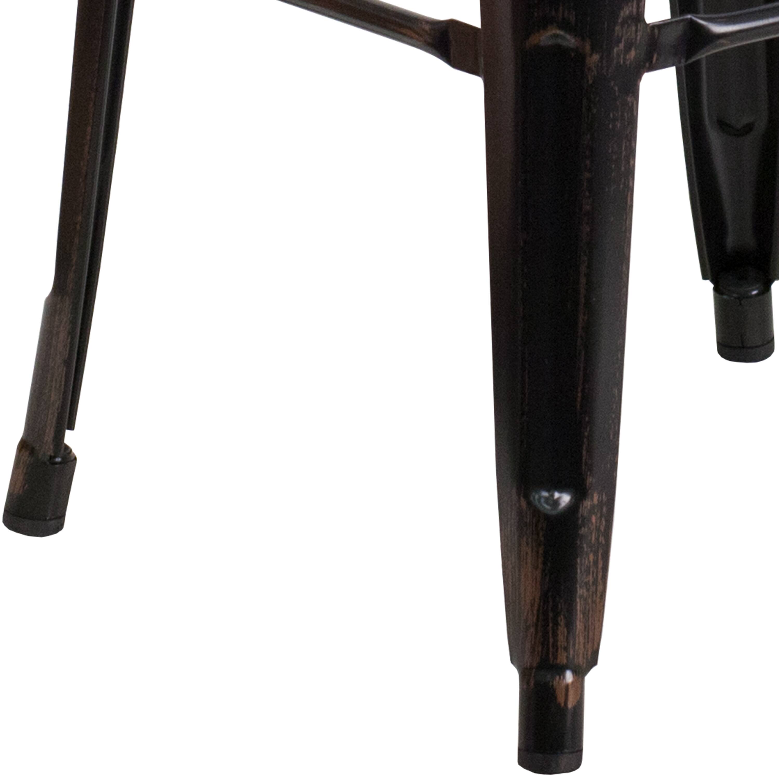 Alt View 9. Emma + Oliver - Commercial Grade 30"H Backless Metal Indoor-Outdoor Barstool with Square Seat - Black-Antique Gold.