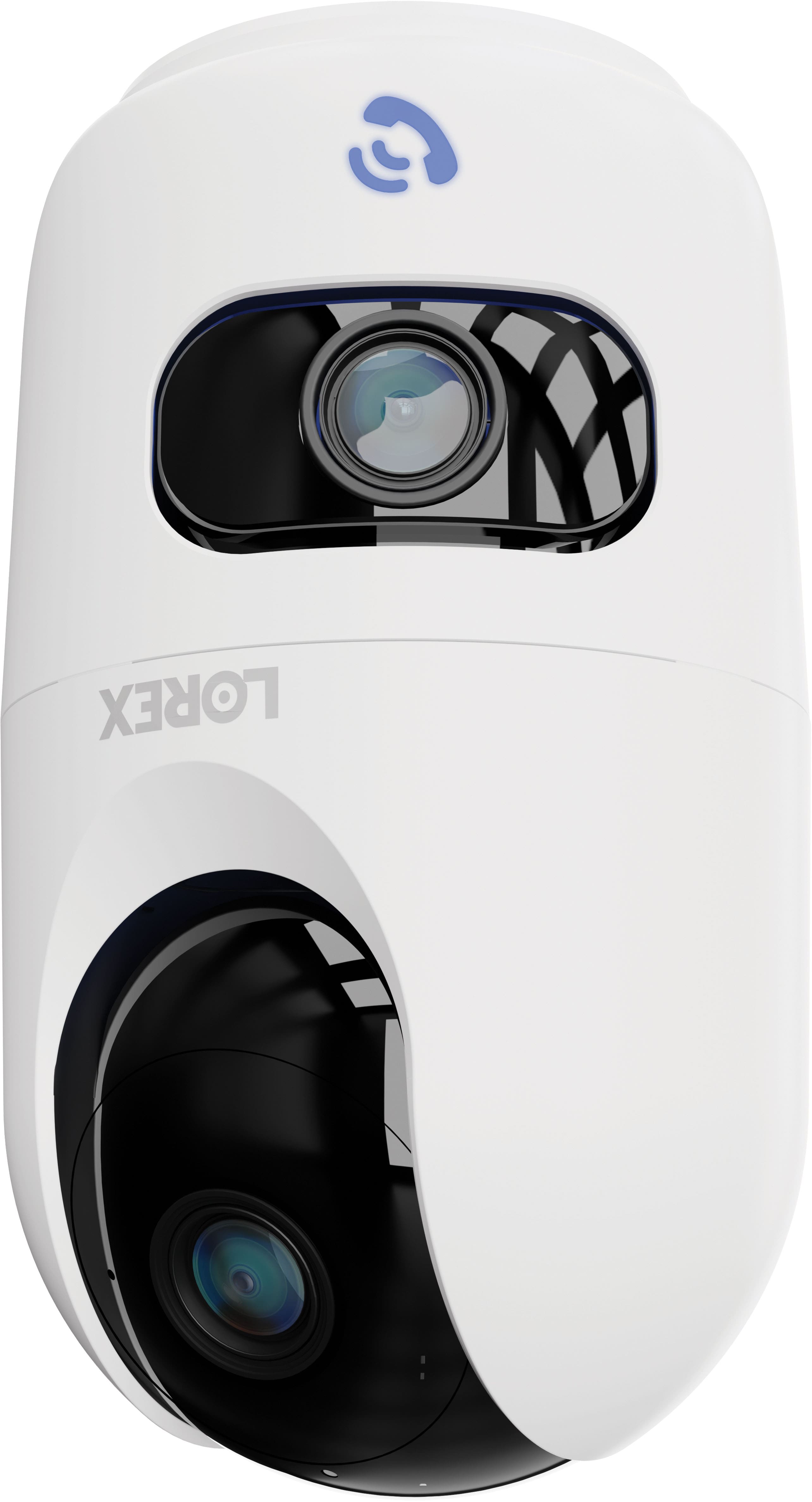 Left. Lorex - 2K Dual-Lens Indoor Pan-Tilt Wireless Camera - White.