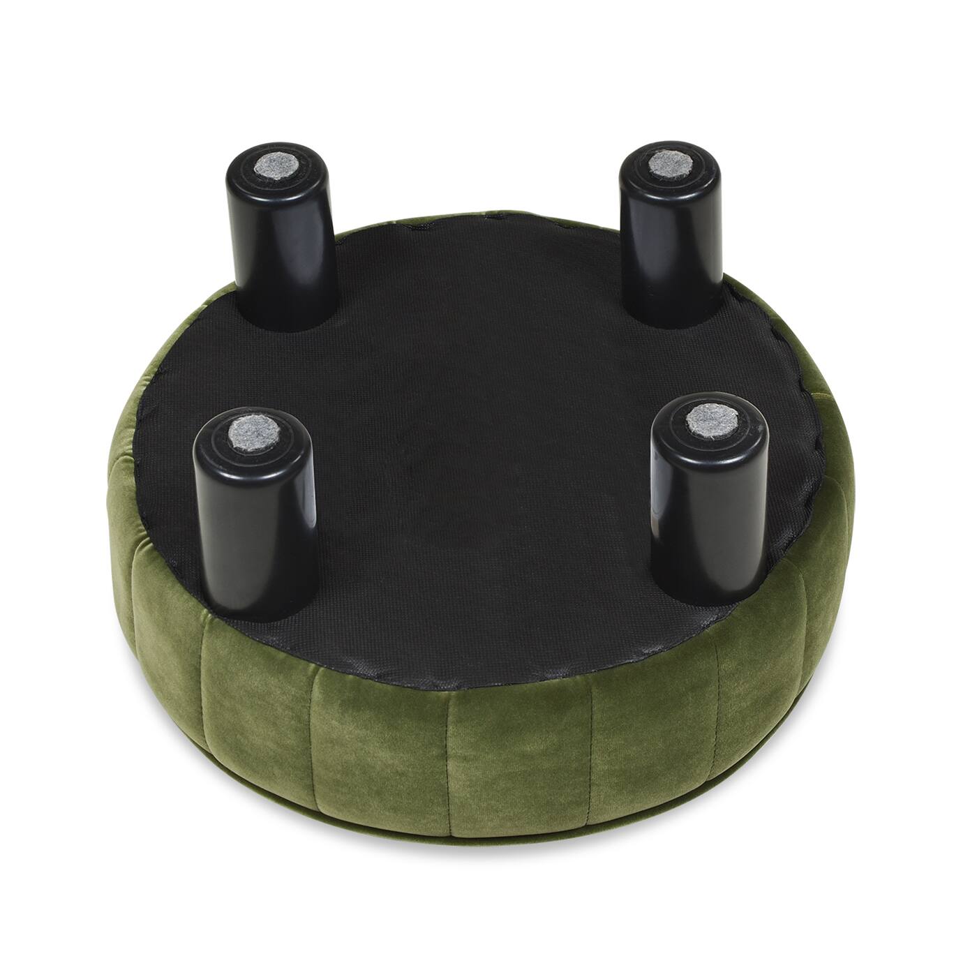 Alt View 1. Tiramisubest - 16-inch Round Olive Green Velvet Footstool - Mid-Century Modern Tufted Ottoman - Green.