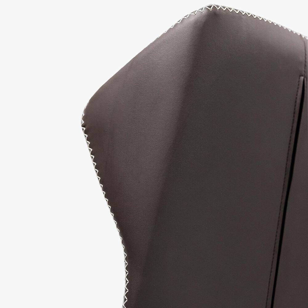 Alt View 4. POVISON - Modern Leather Wingback Dining Chairs Set of 2, High Back Side Chairs, Gray & Brown - Light Gray & Brown.