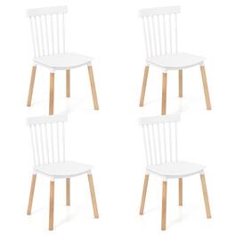 Gymax - Set of 4 Windsor Dining Chairs Dining Chairs w/ Spindle Backs & Curved Seats - White