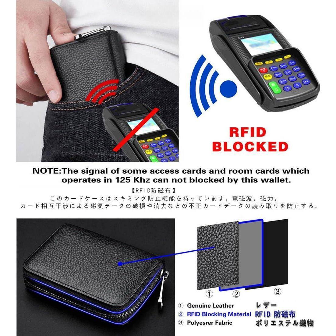 Alt View 1. Jadie Link - Rfid Blocking Leather Credit Card Holder Zipper Wallet Slots Small Case Women Men Accordion black very practical Credit - Black.