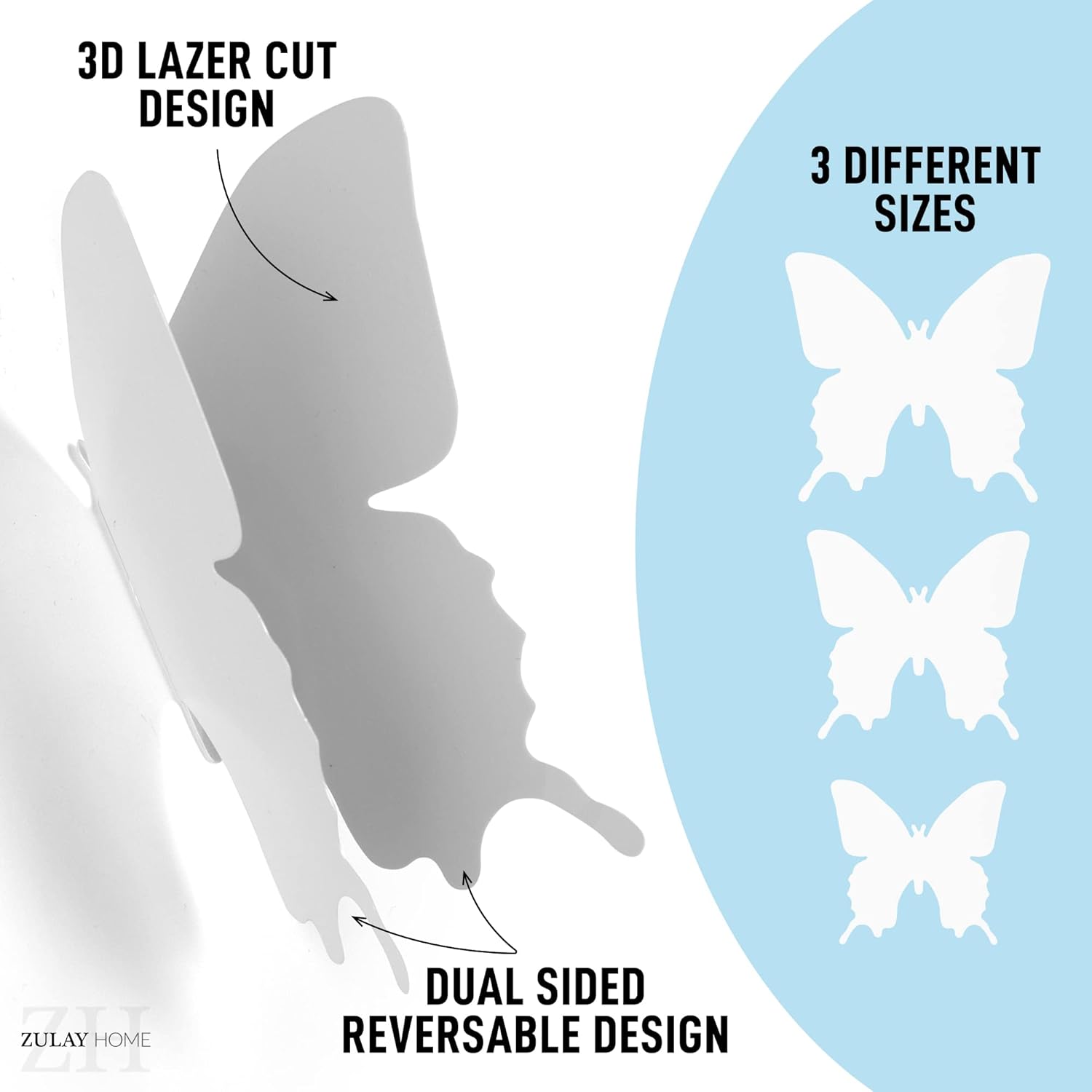 3D LAZER CUT DESIGN, 3 DIFFERENT SIZES, DUAL SIDED REVERSABLE DESIGN, ZULAY HOME