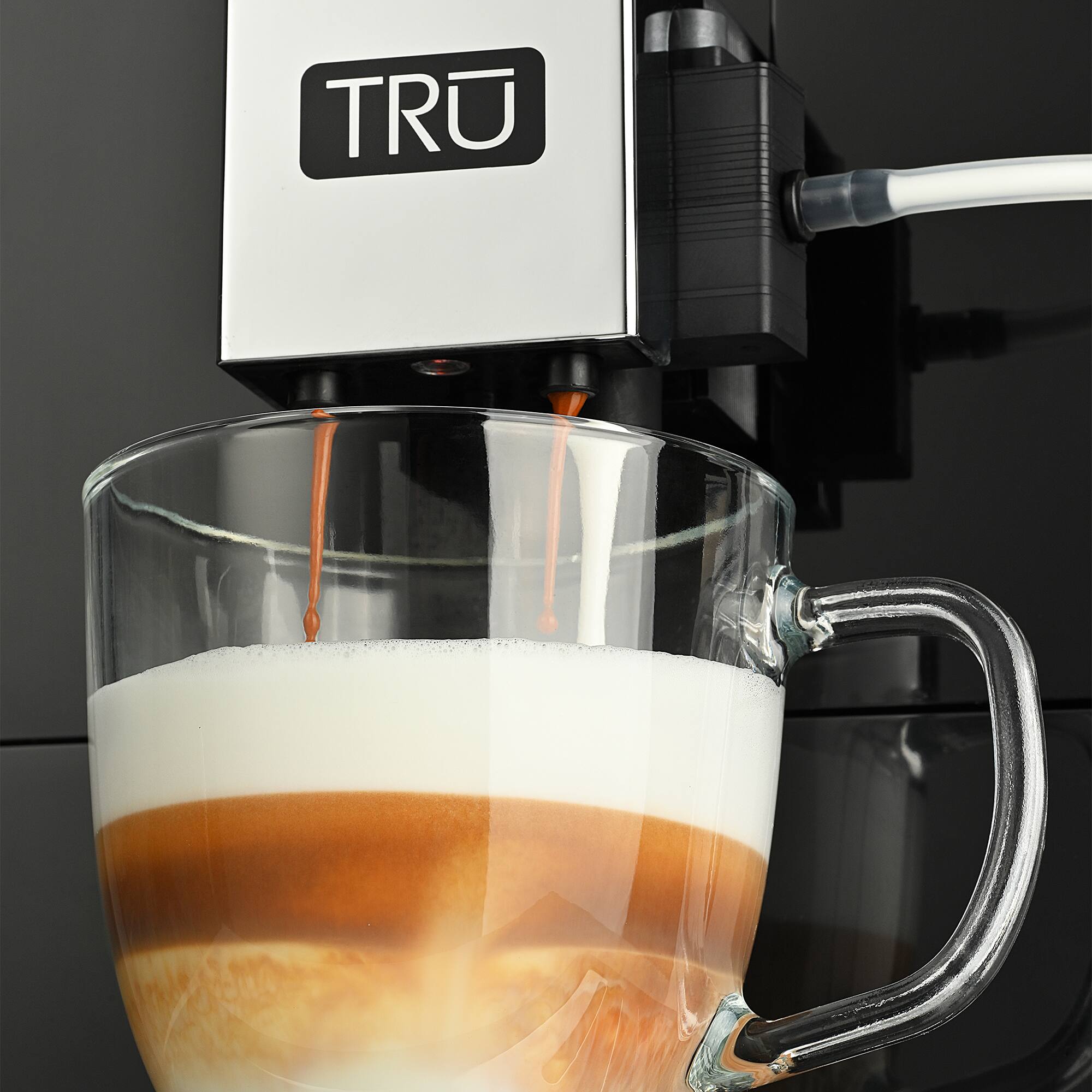 Back. Tru - Automatic Espresso and Coffee Machine with 24 Customizable Preset Beverages - Black.