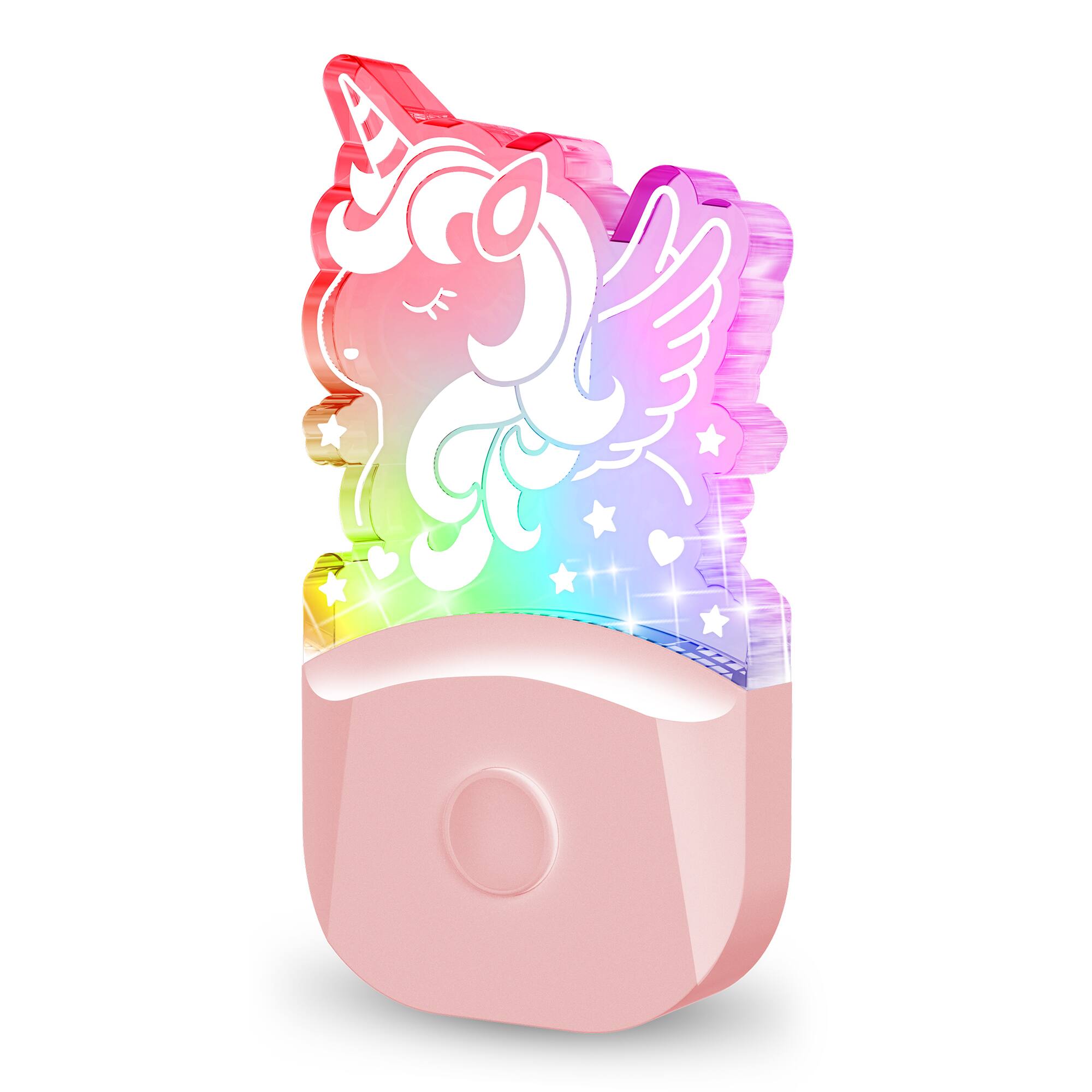 Front. Jandcase - JANDCASE 0.5W Plug-in Night Light, RGB Color Changing,  Color Memory, Dusk-to-Dawn Sensor - Pink.