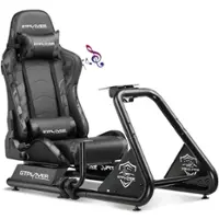 GTPlayer - Racing Simulator Cockpit with Seat and Bluetooth Speakers Sim Racing Cockpit - Camou - Front_Zoom