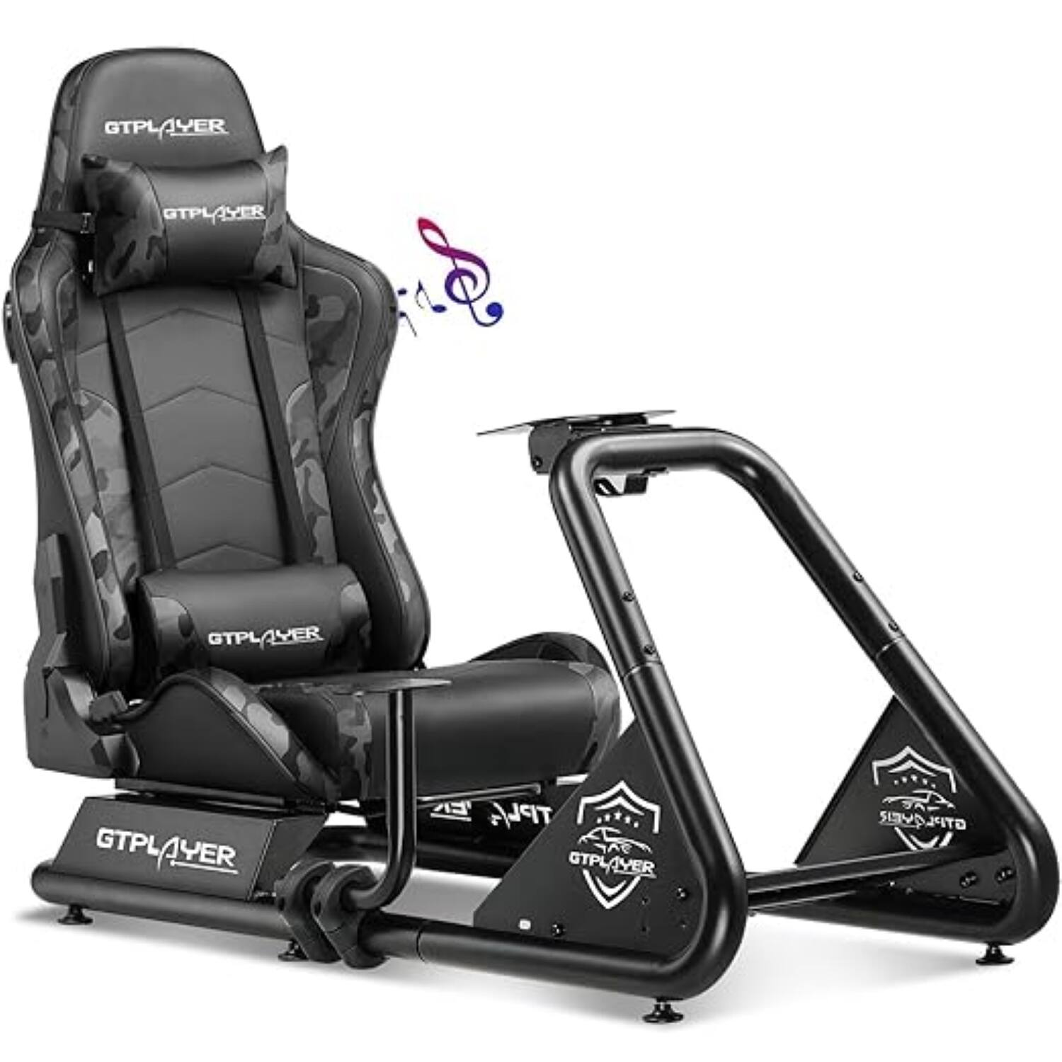 GTPlayer - Racing Simulator Cockpit with Seat and Bluetooth Speakers Sim Racing Cockpit - Camou
