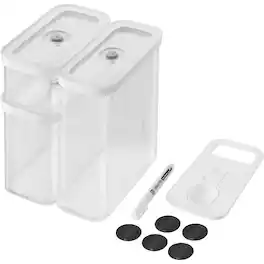 ZWILLING - Fresh & Save Cube Box Set, 5-pc, Plastic, Airtight Dry Food Storage Container, Medium Cube Set - Clear