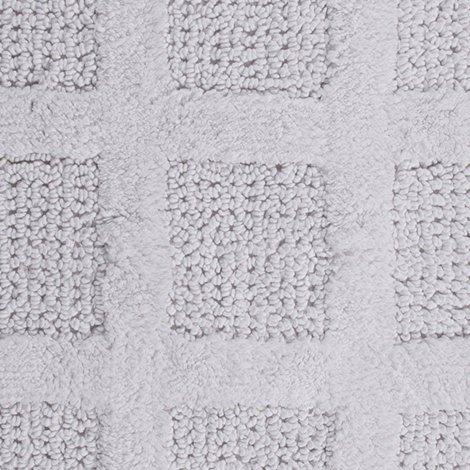 Left. Knightsbridge - Knightsbridge 100% Cotton Reversible Honeycomb Bath Rug - Elegant White Design - White.