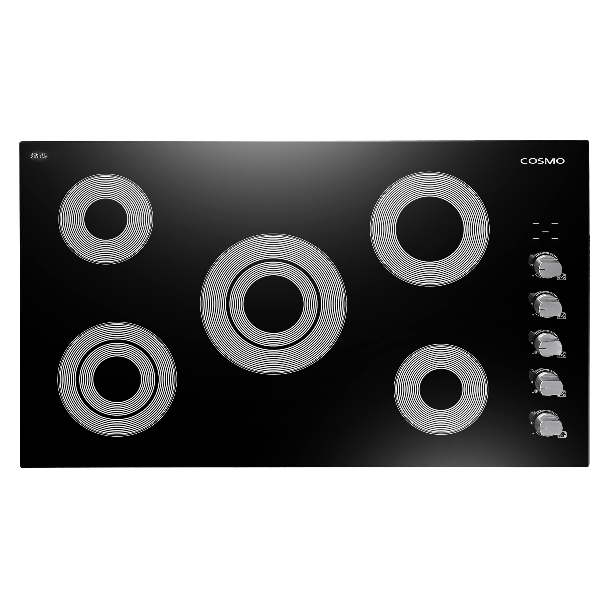 COSMO - COS-365ECC 36 in. Electric Ceramic Glass Cooktop with 5 Burners, Hot Surface Indicator Light and Control Knobs - Black