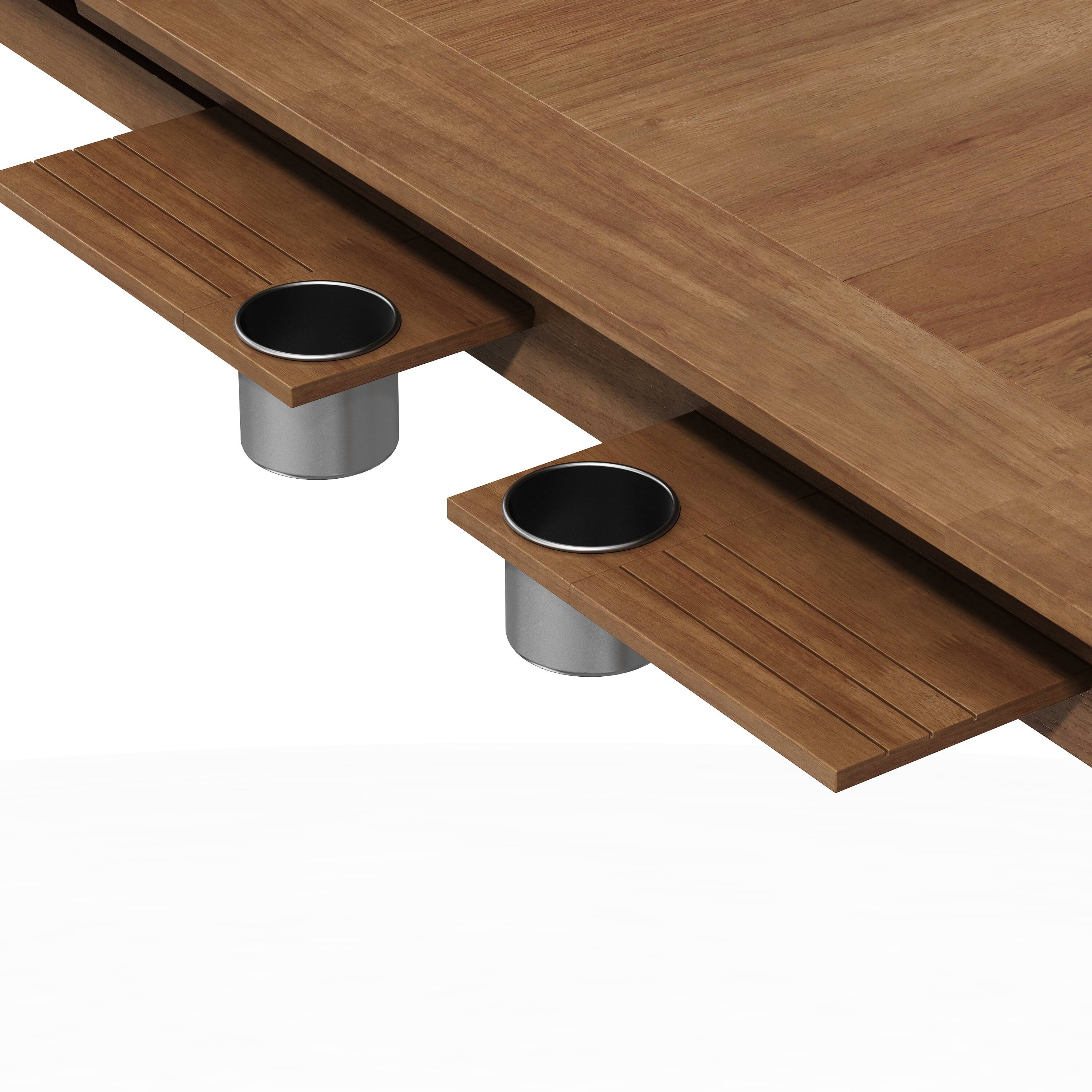 Alt View 3. Famapy - 78.7"Solid Rubberwood Board Game Dining Table,2-in-1 Gaming Table with Slatted Storage Trays&Cup Holders Walnut Finish - Teak Brown.