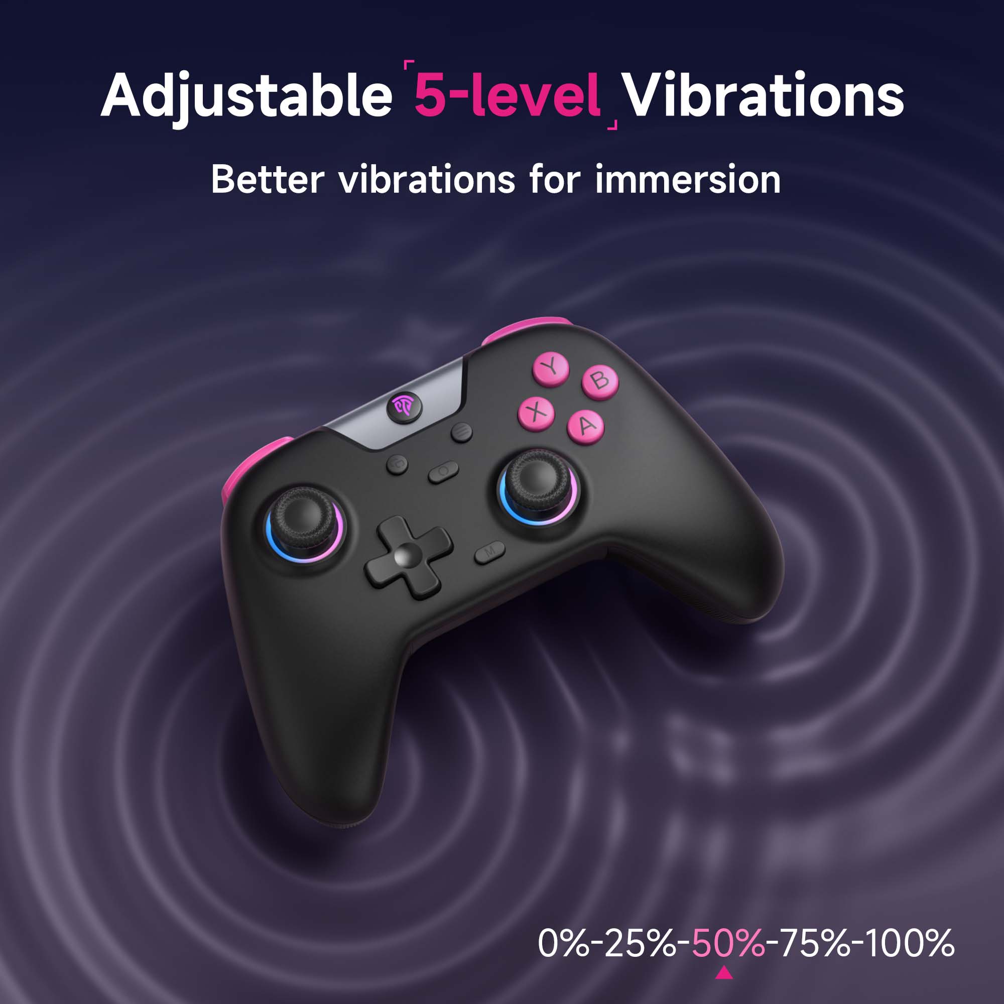 Adjustable 5-level Vibrations
Better vibrations for immersion
0%-25%-50%-75%-100%