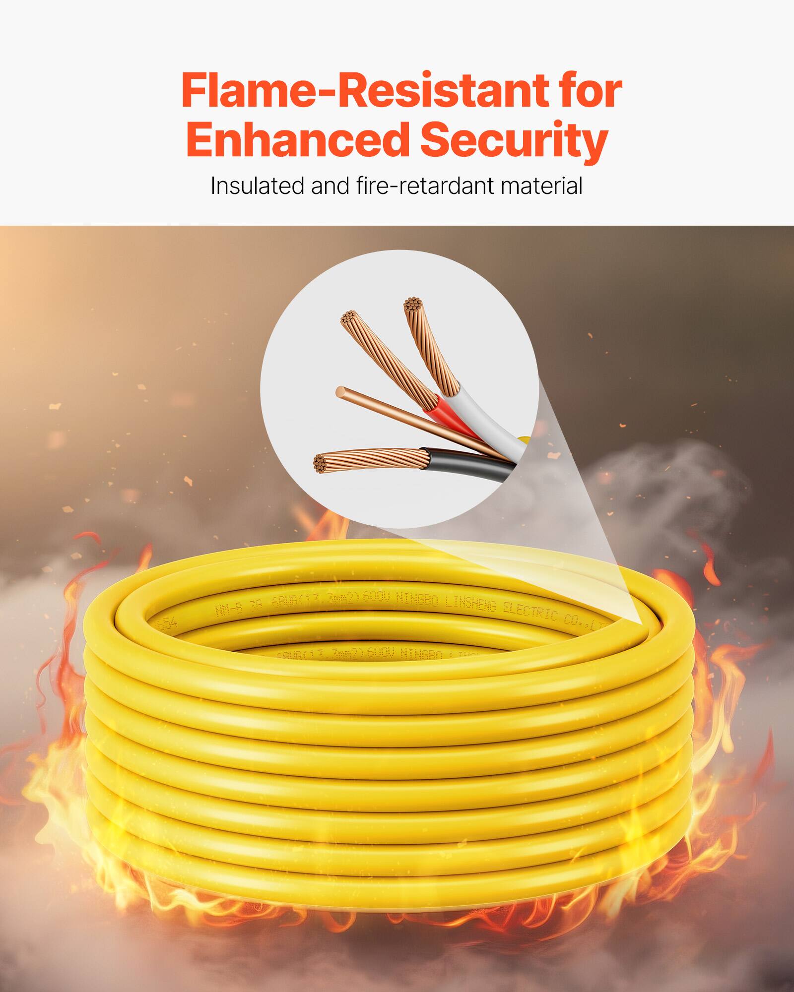 Flame-Resistant for Enhanced Security  
Insulated and fire-retardant material  

654 68UR(13 1 60m2)  
5000 NINGBO NY-B BG LINGHENG ELECTRIC CO.L  
CQUG(1 A 3mm2 BUUU NINGBO