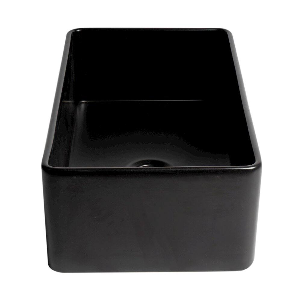 Alt View 5. Alfi - ALFI brand Black Matte Smooth Apron 33 x 18 Single Bowl Fireclay Farm Sink - Black.