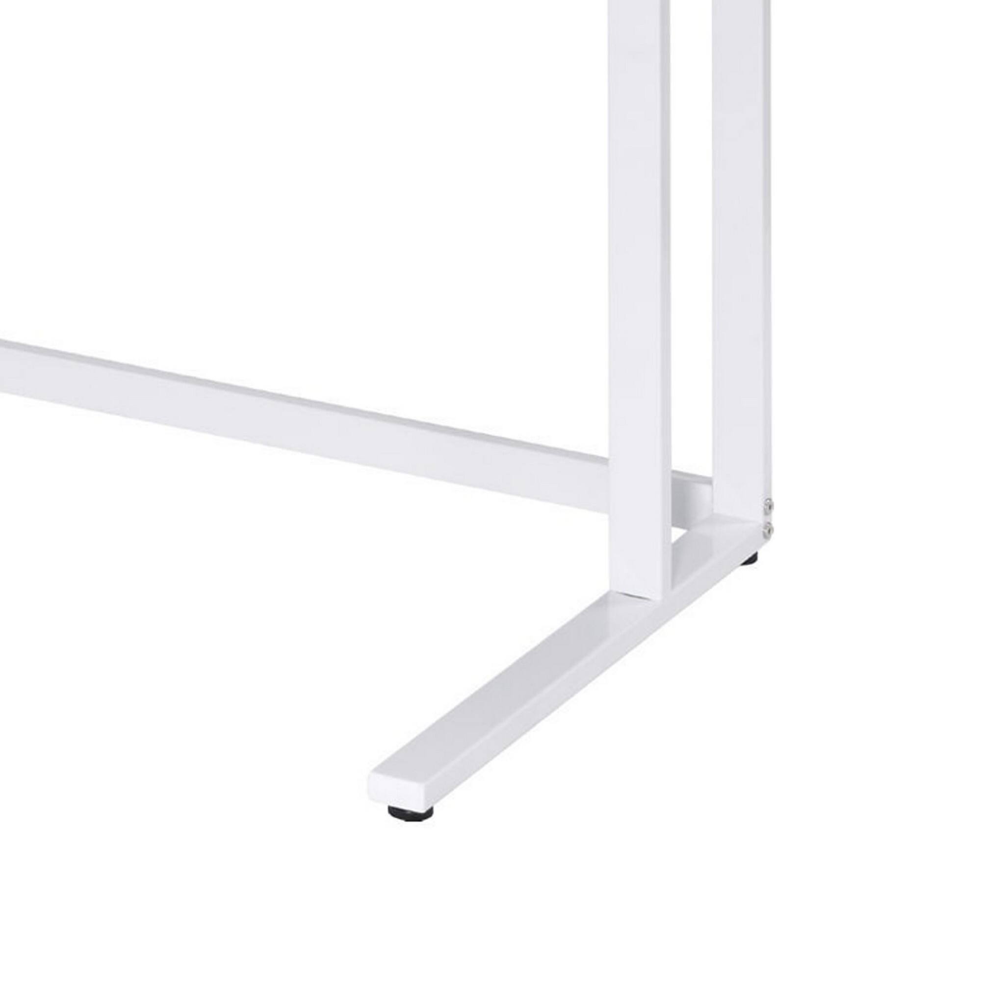 Back. Manhattan Lane - Writing Desk with Wooden Top and Built in USB Port, Brown and White - White and Brown.