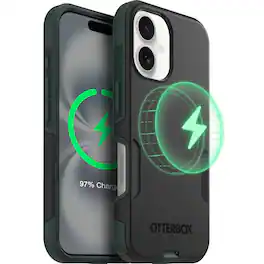 OtterBox - Commuter Series Hard Shell for MagSafe for Apple iPhone 16 - Forest Night (Black/Green)