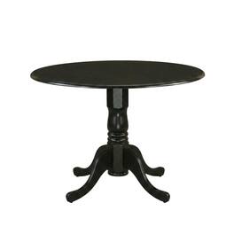 FurniFact - Wood Dining Set 3-Piece, Drop Leaves & Slatted-Back Chairs - Black