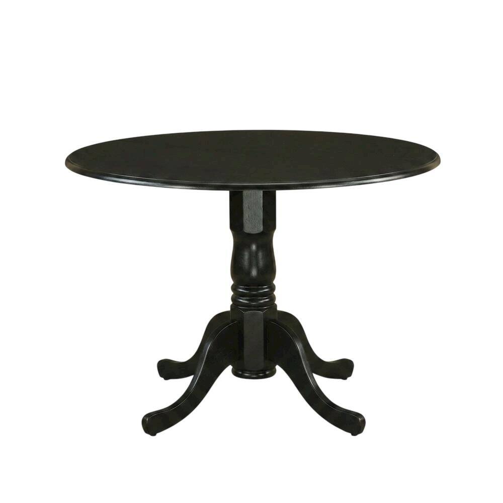 FurniFact - Wood Dining Set 3-Piece, Drop Leaves & Slatted-Back Chairs - Black