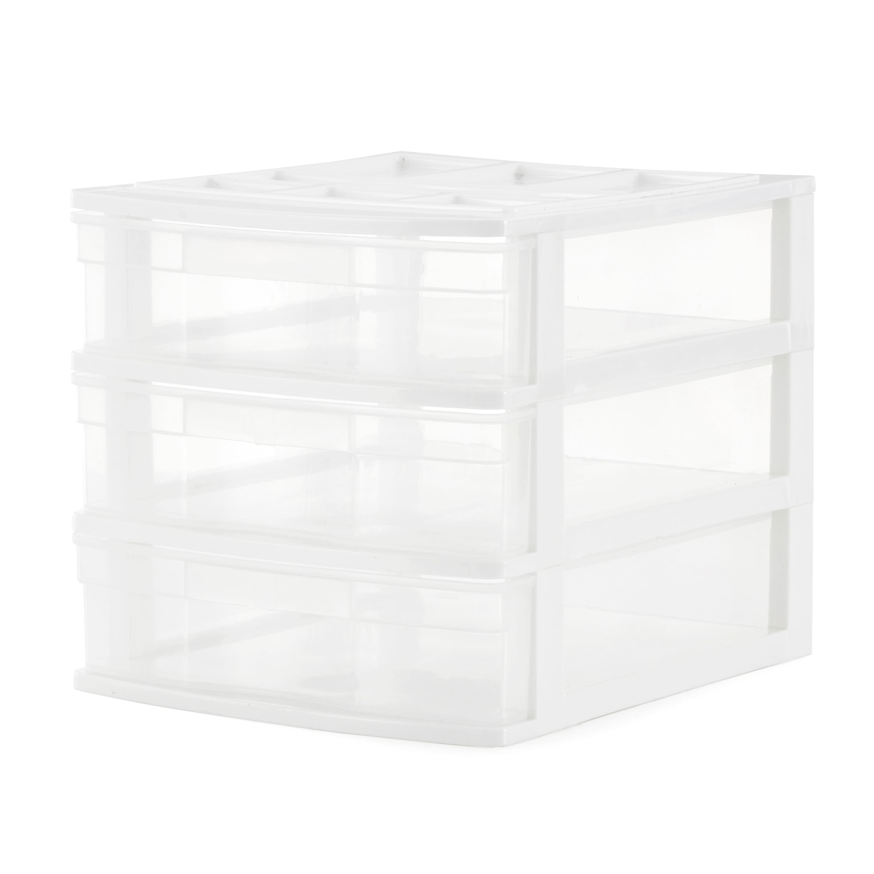 Gracious Living - 3 Drawer Desktop Countertop Storage with Organizer Lid, White