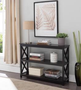 Kings Brand Furniture - 3-Tier X-Design Console Entryway Sofa Table With Shelves - Black
