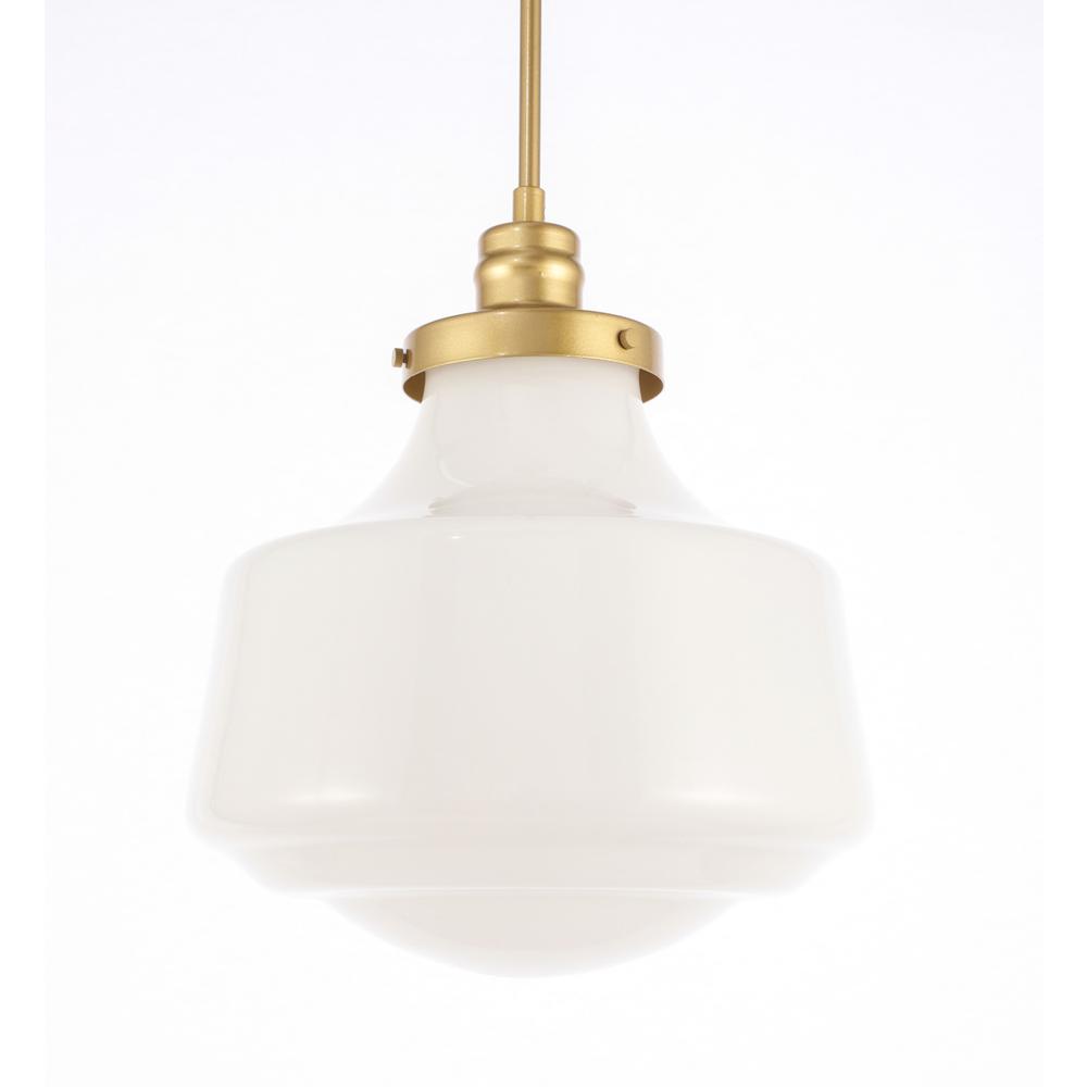 Alt View 1. Living District - Lyle 1 light Brass and frosted white glass pendant - Brass And Frosted White Glass.