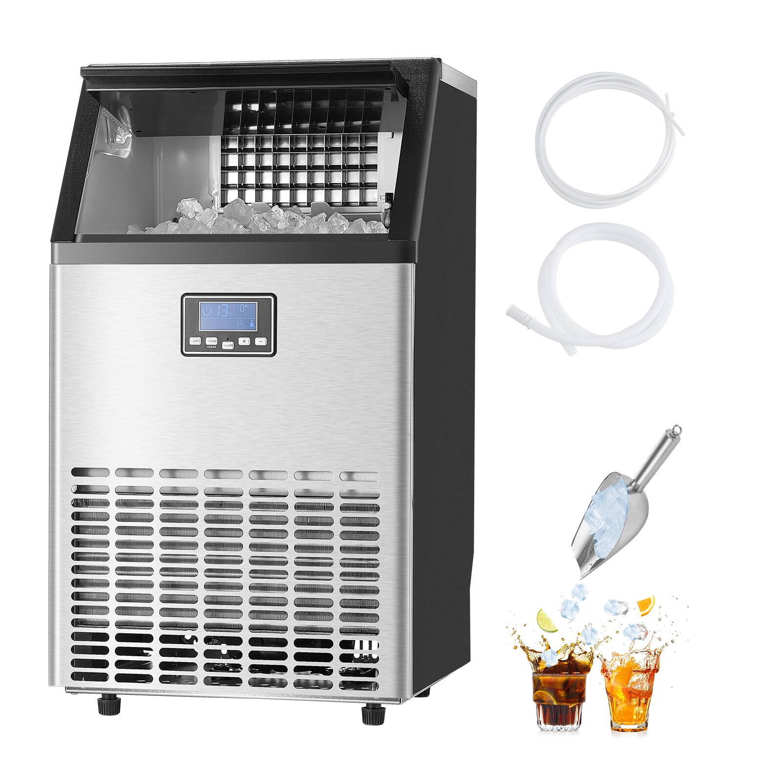 Alt View 5. VEVOR - 150lbs/24H Commercial Ice Maker, 45 Ice Cubes in 15 Minutes, with 33lbs Large Storage Capacity - Sliver.
