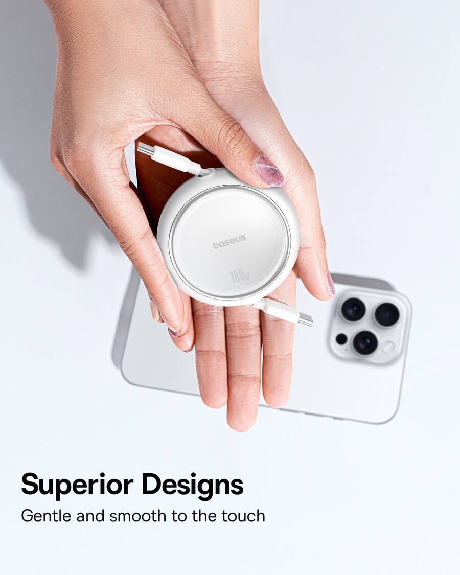 Baseus Design Baseus Free2Pull Mini 100W Retractable USB C Cable Fast Charging for ...