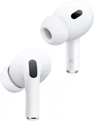 Front. Apple - Apple AirPods Pro (2nd Gen) with MagSafe Case (USB-C) Active Noise Cancelling White.