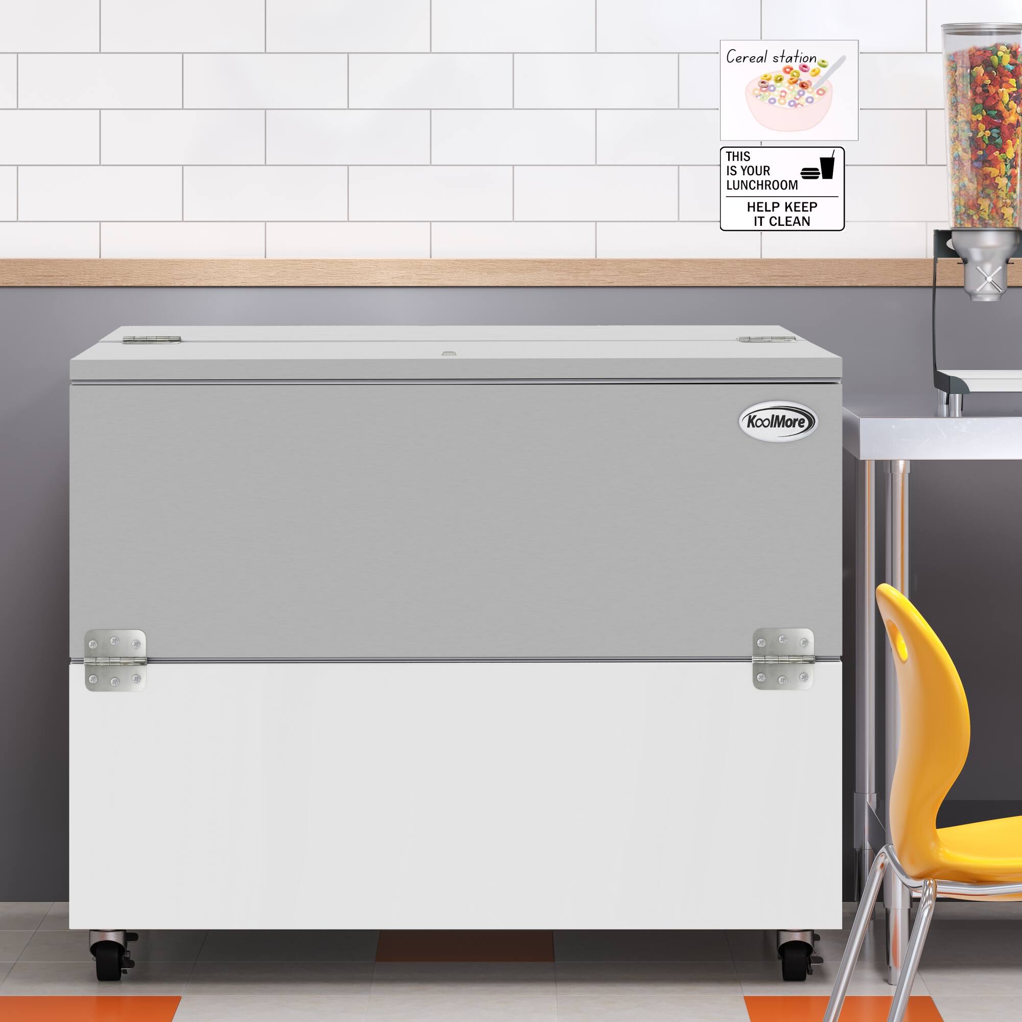 Cereal station: This is your lunchroom. Help keep it clean. KoolMore.