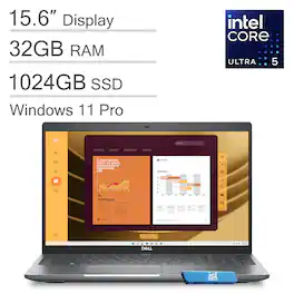 Dell - Latitude 5550 15.6" FHD Business AI Laptop - Intel Core Ultra 5 - 32GB RAM - 1TB SSD - Thunderbolt - Backlit - Win11Pro - Ultra 5 135H - Gray
