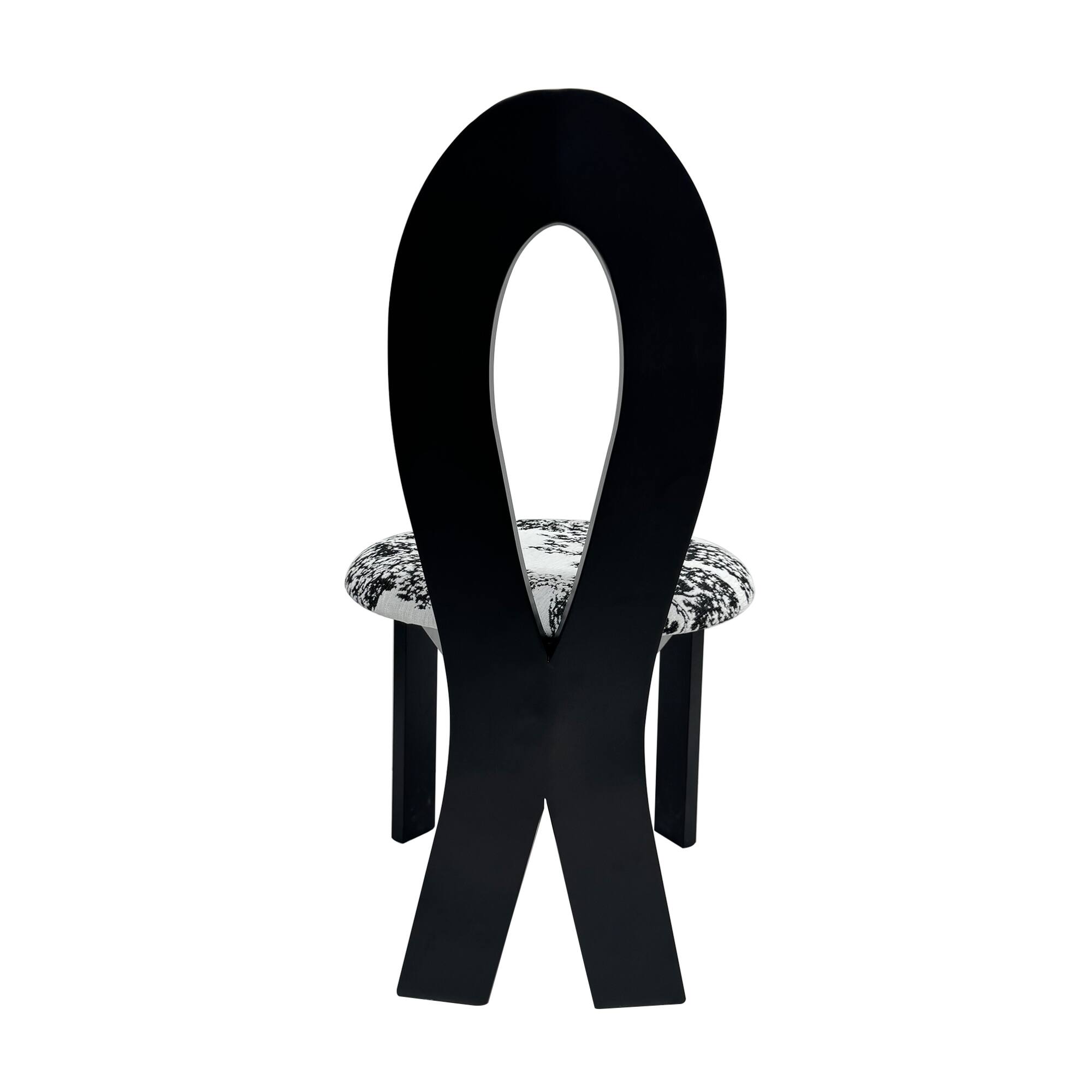 Alt View 6. GOODSILO - Elegant Dining Chair with Ribbon-Cross Backrest and Teddy Velvet Upholstery for Kitchen and Dining Room, Set of 2 - White+Black.