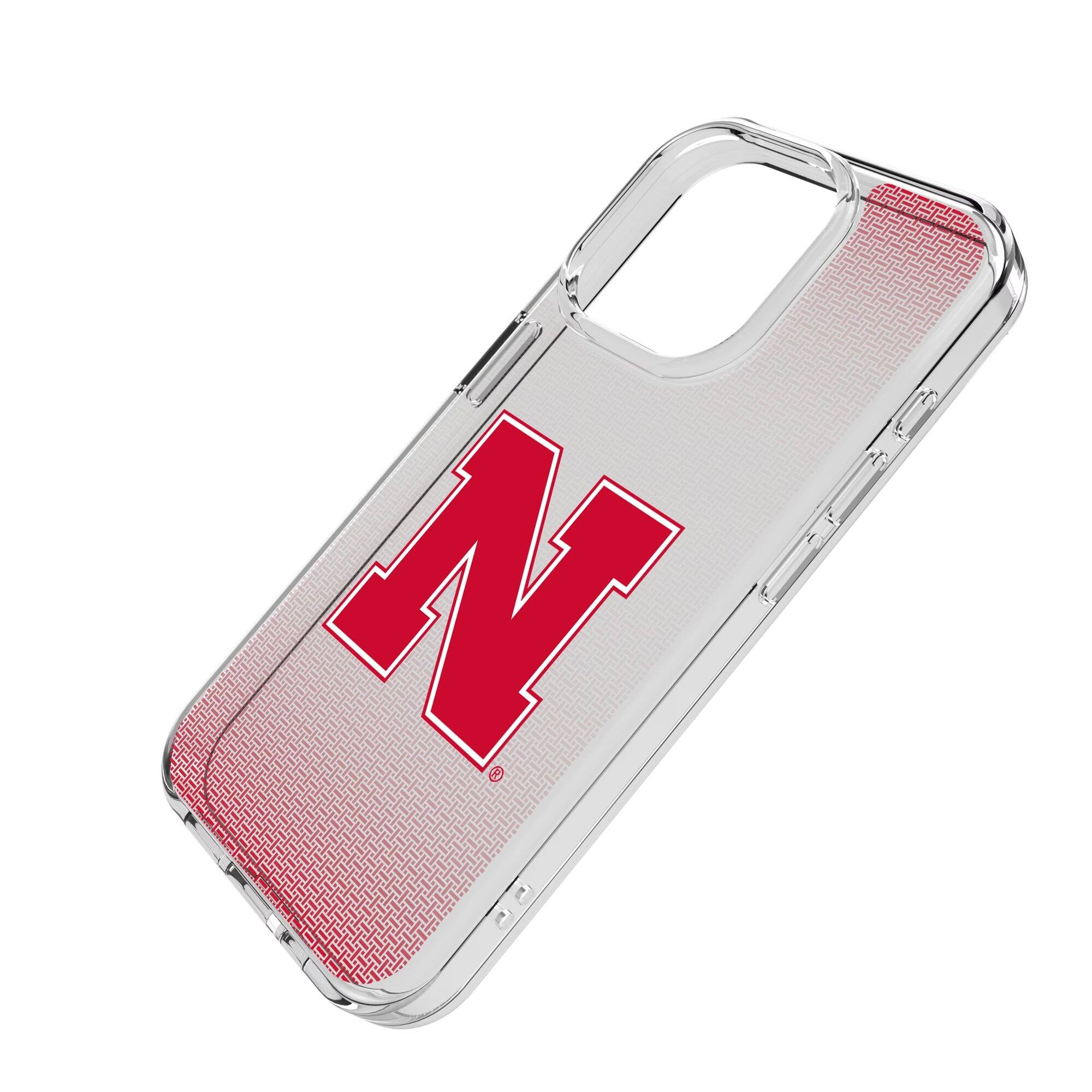 Alt View 1. Keyscaper - Nebraska Huskers Linen Logo iPhone Clear Case - 16e - Multicolor.