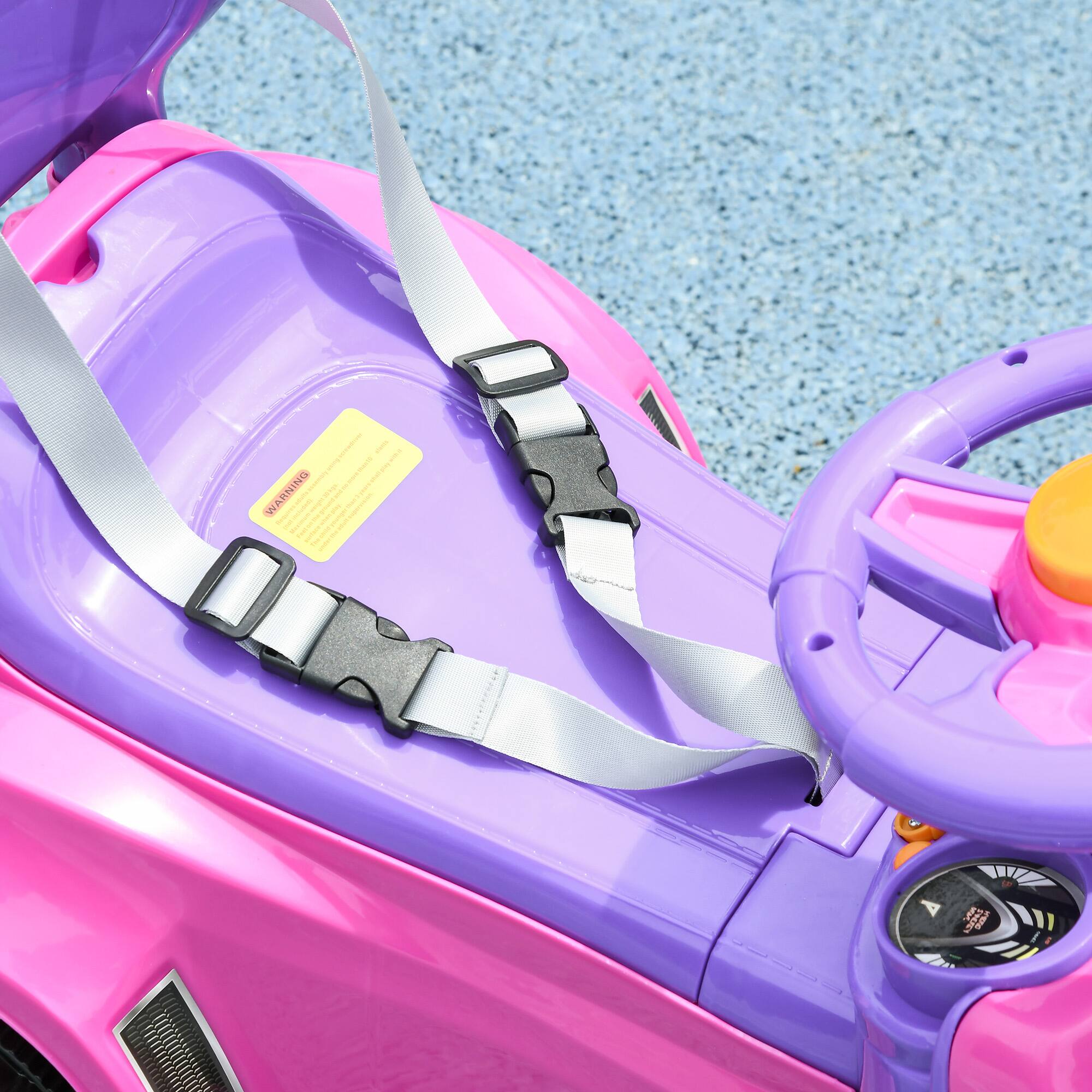 Alt View 4. Qaba - Push Car for Kids 1-3 Years, 3 in 1 Ride on Sliding Car, Foot to Floor Baby Push Car with Removable Handle, Music, Horn.