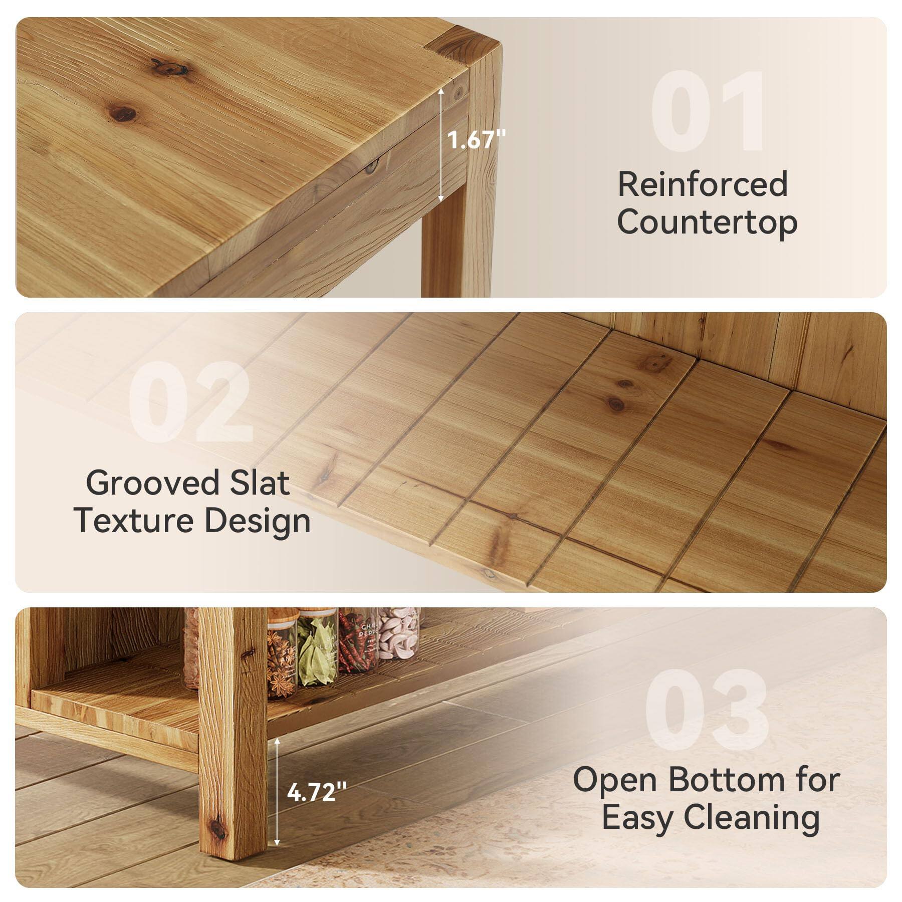 1.67"  
01 Reinforced Countertop  
02 Grooved Slat Texture Design  
4.72"  
03 Open Bottom for Easy Cleaning