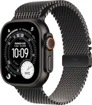 Apple Watch Ultra 3 (GPS+Cellular) 49mm Titanium Case with Titanium Milanese Loop - Medium - Black - (2025)