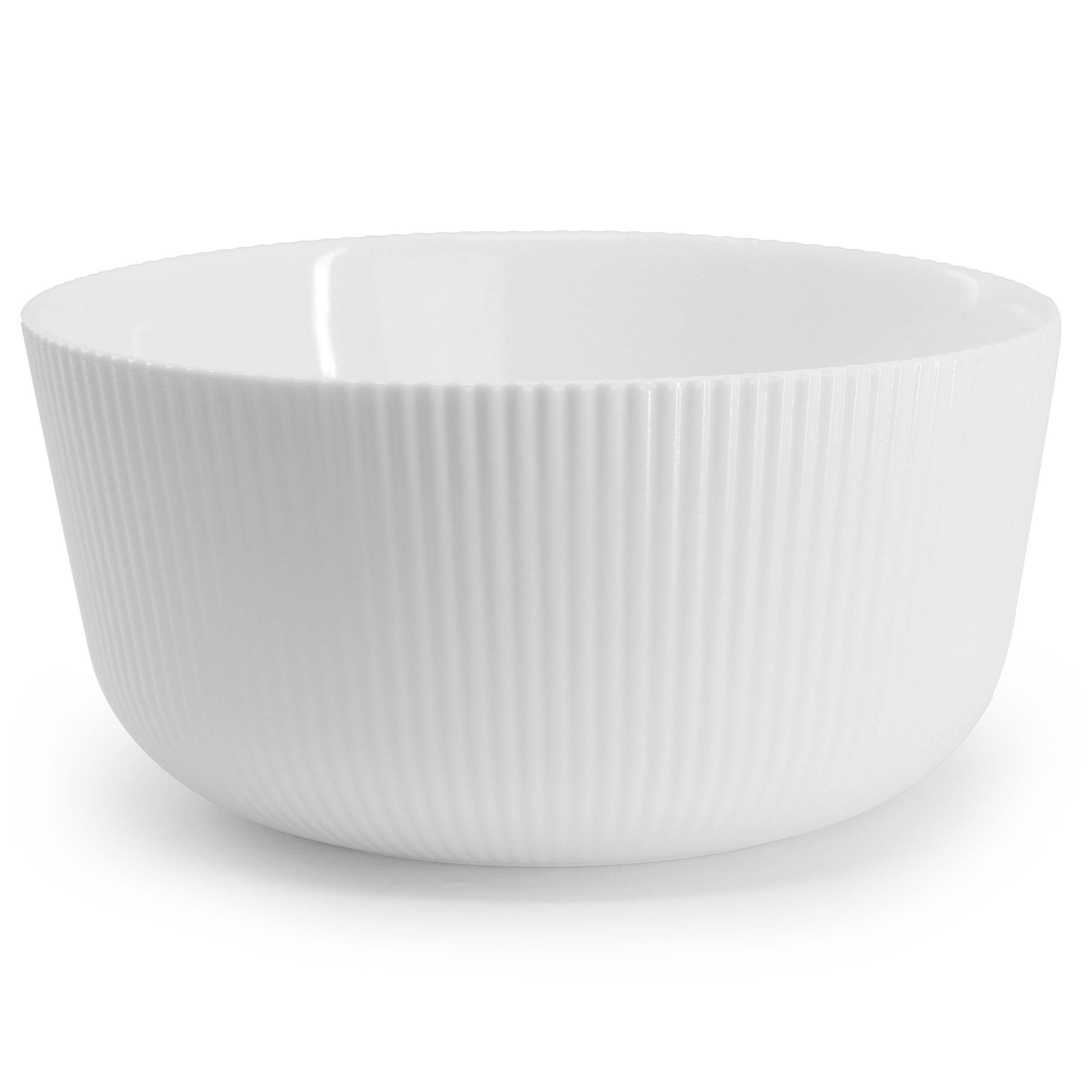 Alt View 2. Gibson - Ultra by Gibson Swanton Stripe 12 Piece Break-Resistant Opal Glass Dinnerware Set in White - White.